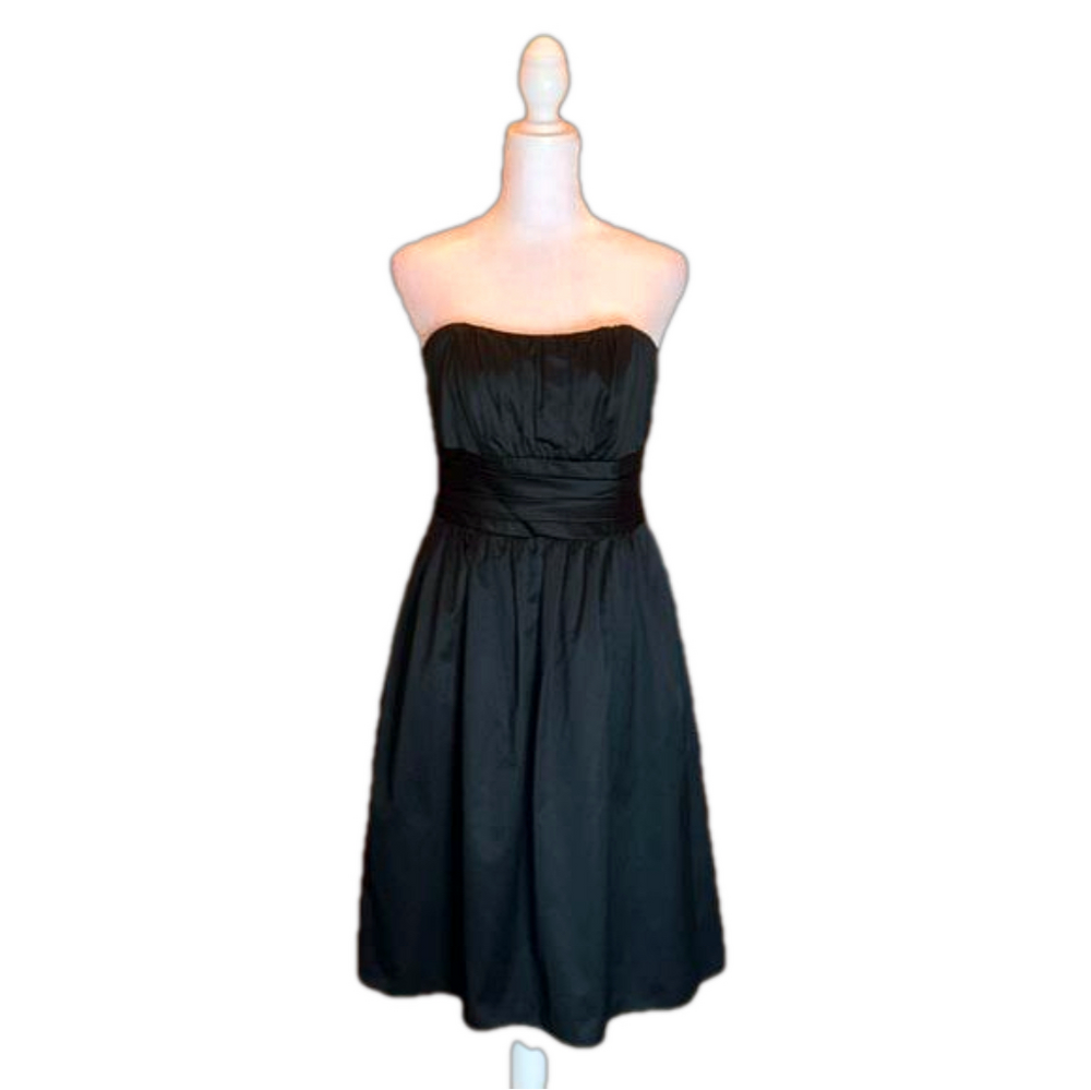 DAVID’S BRIDAL Black Cummerbund Style Strapless Formal Dress Size 4